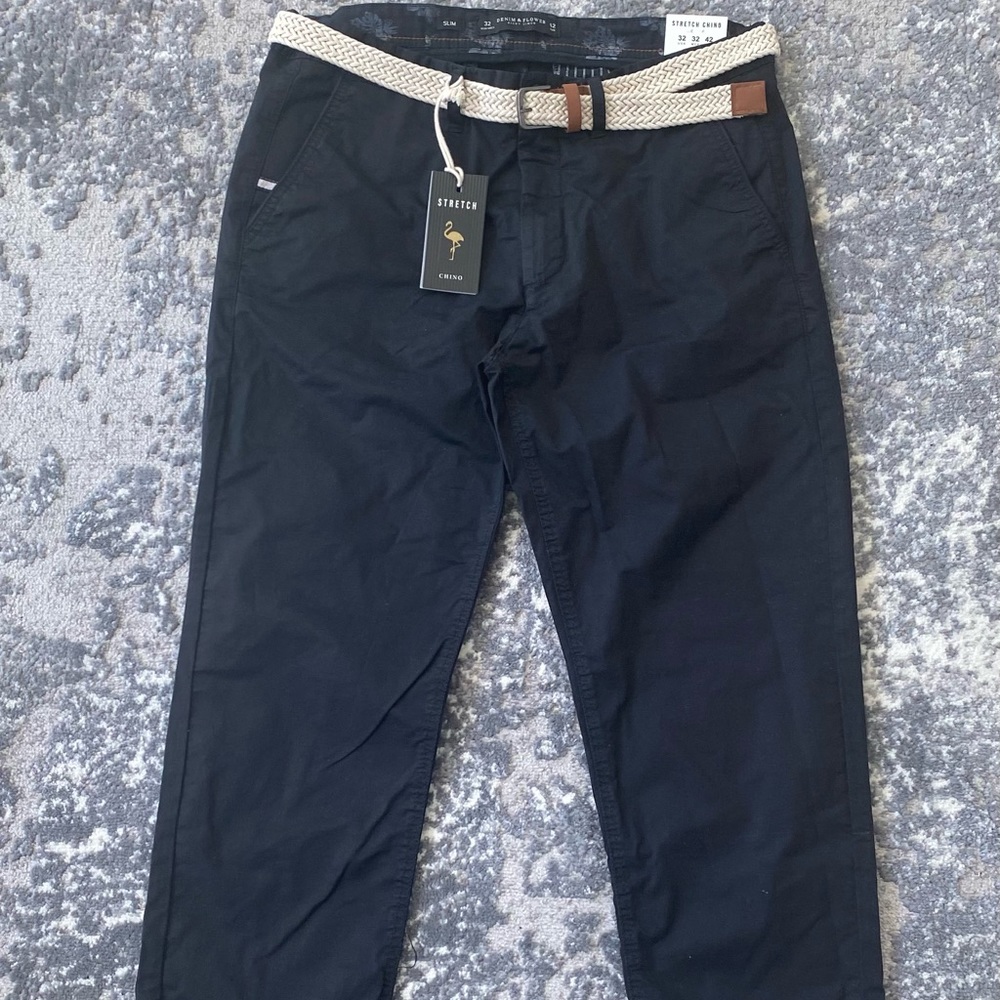 Mens Strectch Pants Denim & Flowers Size 32